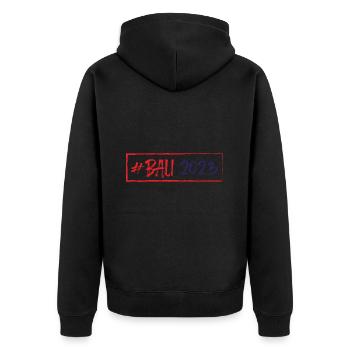 Bali 2023 - Unisex Premium Organic Zip Hoodie - black - Back - Nico (187cm)