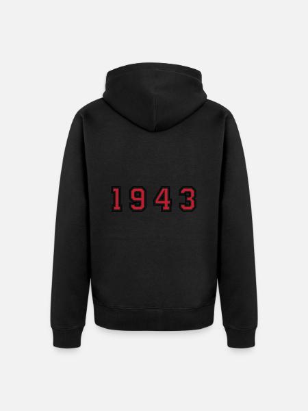1943 year number - Unisex Premium Organic Zip Hoodie - black