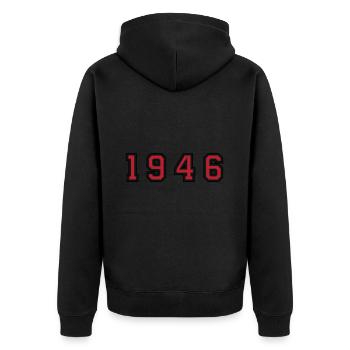 1946 Jahr Zahl - Unisex Premium Bio Zip Hoodie - Schwarz - Hinten - Nico (187cm)