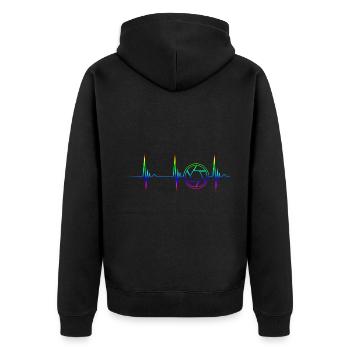 LGBT Regenbogen Kamera Linse Herzschlag EKG Puls F - Unisex Premium Bio Zip Hoodie - Schwarz - Hinten - Nico (187cm)