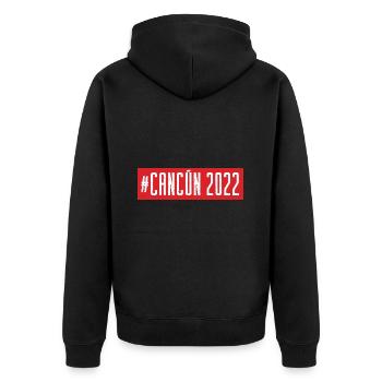 Cancun 2022 - Unisex Premium Bio Zip Hoodie - Schwarz - Hinten - Nico (187cm)