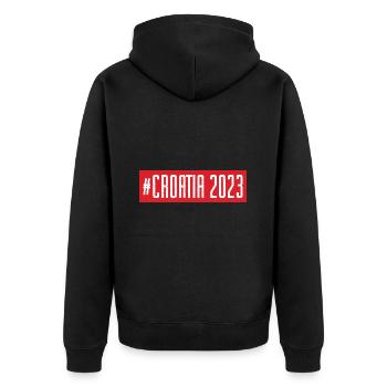 Croatia 2023 - Unisex Premium Bio Zip Hoodie - Schwarz - Hinten - Nico (187cm)