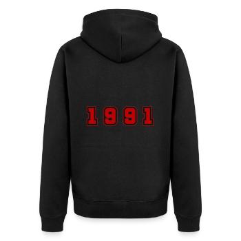 1991 Year Number - Unisex Premium Organic Zip Hoodie - black - Back - Nico (187cm)