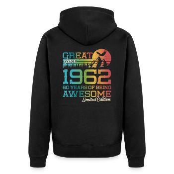 1962 Vintage Vintage Retro 60 Birthday Gift - Unisex Premium Organic Zip Hoodie - black - Back - Nico (187cm)