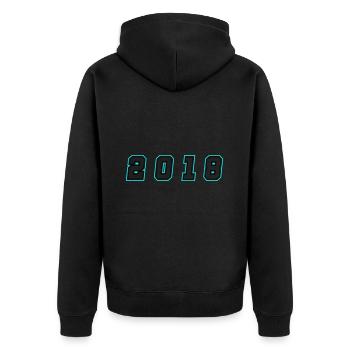 2018 Year Number - Unisex Premium Organic Zip Hoodie - black - Back - Nico (187cm)