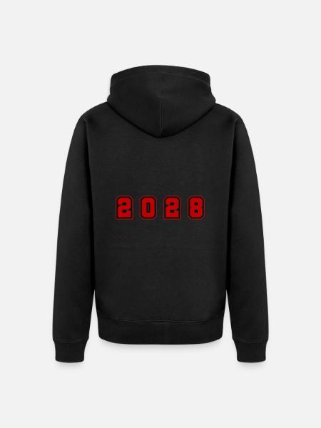 2028 year number - Unisex Premium Organic Zip Hoodie - black