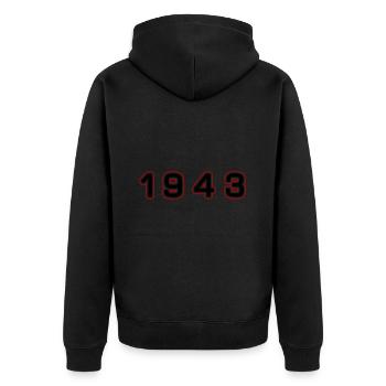 1943 Jahr Zahl - Unisex Premium Bio Zip Hoodie - Schwarz - Hinten - Nico (187cm)