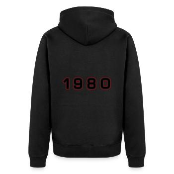 Numéro de l’année 1980 - Veste à capuche bio Premium Unisexe - noir - Dos - Nico (187cm)
