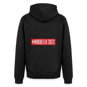 Marbella 2022 - Unisex Premium Bio Zip Hoodie - Schwarz - Hinten - Nico (187cm)