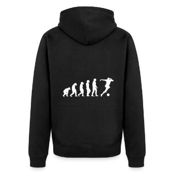 Evolution Fußballer - Unisex Premium Bio Zip Hoodie - Schwarz - Hinten - Nico (187cm)