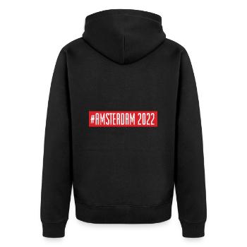 Amsterdam 2022 - Unisex Premium Organic Zip Hoodie - black - Back - Nico (187cm)