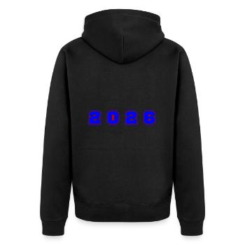 2026 Year Number - Unisex Premium Organic Zip Hoodie - black - Back - Nico (187cm)