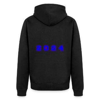 2024 Jahr Zahl - Unisex Premium Bio Zip Hoodie - Schwarz - Hinten - Nico (187cm)