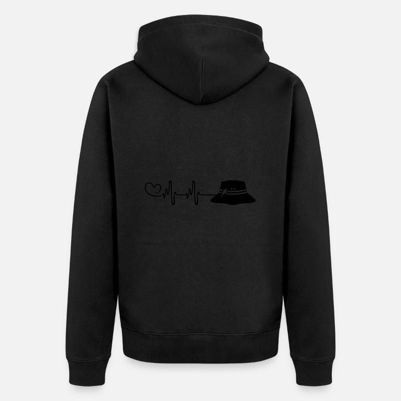 Chapeau de pêche Heartbeat Pêche - Veste à capuche bio Premium Unisexe - noir