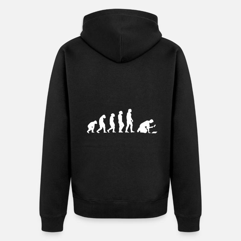 Evolution Fliesenleger - Unisex Premium Bio Zip Hoodie - Schwarz