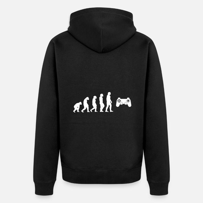 Evolution Zocker - Unisex Premium Bio Zip Hoodie - Schwarz