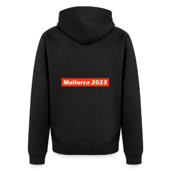 Mallorca 2023 - Unisex Premium Bio Zip Hoodie - Schwarz - Hinten - Nico (187cm)
