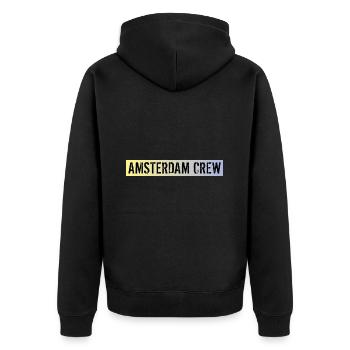 Amsterdam Crew - Unisex Premium Organic Zip Hoodie - black - Back - Nico (187cm)