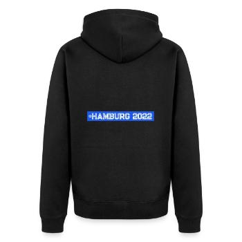 Hamburg 2022 - Unisex Premium Bio Zip Hoodie - Schwarz - Hinten - Nico (187cm)