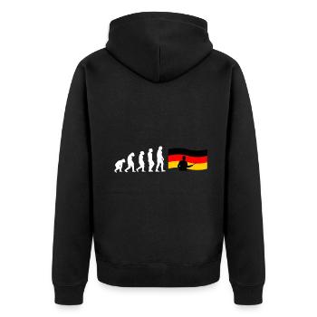 Evolution Deutschlehrer - Unisex Premium Bio Zip Hoodie - Schwarz - Hinten - Nico (187cm)