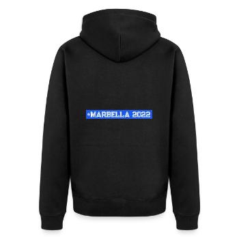 Marbella 2022 - Unisex Premium Bio Zip Hoodie - Schwarz - Hinten - Nico (187cm)
