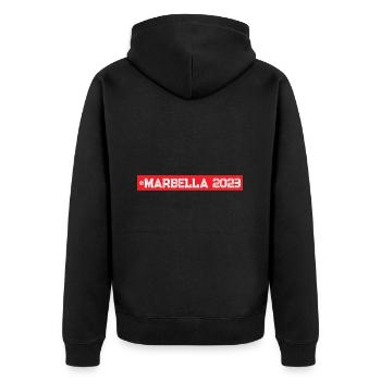 Marbella 2023 - Unisex Premium Bio Zip Hoodie - Schwarz - Hinten - Nico (187cm)