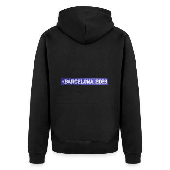 Barcelona 2023 - Unisex Premium Bio Zip Hoodie - Schwarz - Hinten - Nico (187cm)