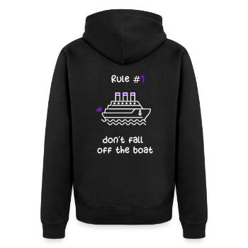 CRUISE SHIP - PURPLE CRUISE SHIP - Unisex Premium Bio Zip Hoodie - Schwarz - Hinten - Nico (187cm)