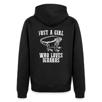 JUST A GIRL WHO LOVES IGUANAS - Unisex Premium Organic Zip Hoodie - black - Back - Nico (187cm)