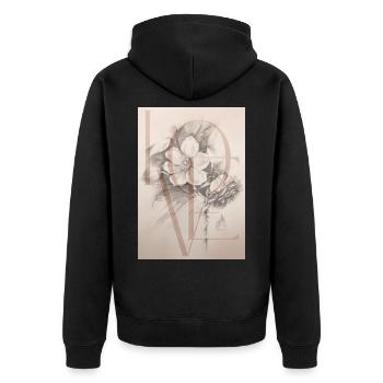 LOVE? - Unisex Premium Bio Zip Hoodie - Schwarz - Hinten - Nico (187cm)