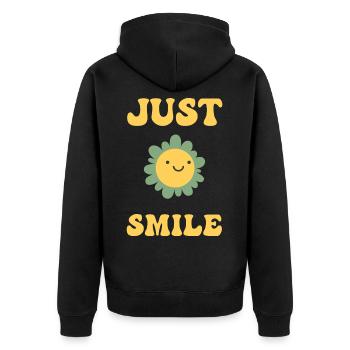 Juste sourire - Veste à capuche bio Premium Unisexe - noir - Dos - Nico (187cm)