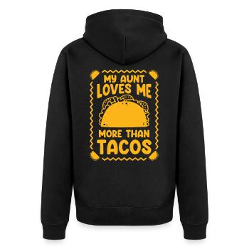 Tacos Mexican Foodie Burrito Nacho - Unisex Premium Organic Zip Hoodie - black - Back - Nico (187cm)