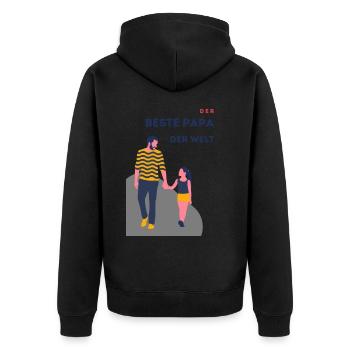 Der beste Papa der Welt - Unisex Premium Bio Zip Hoodie - Schwarz - Hinten - Nico (187cm)