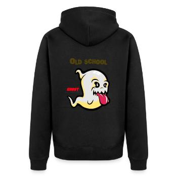 Ghost Old School Street Fashion Cool Cartoon - Unisex Premium Bio Zip Hoodie - Schwarz - Hinten - Nico (187cm)