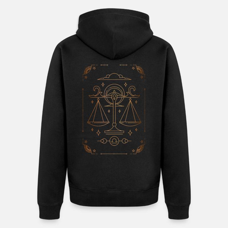 Zeichen der Waage: Sternbild - Unisex Premium Bio Zip Hoodie - Schwarz