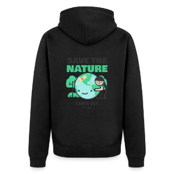 Save The Nature Earth Day Love The World - Unisex Premium Bio Zip Hoodie - Schwarz - Hinten - Nico (187cm)