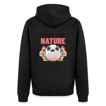 Save The Nature Earth Day Love The World - Unisex Premium Bio Zip Hoodie - Schwarz - Hinten - Nico (187cm)
