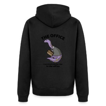 I survived another day in the office - The office - Unisex Premium Bio Zip Hoodie - Schwarz - Hinten - Nico (187cm)