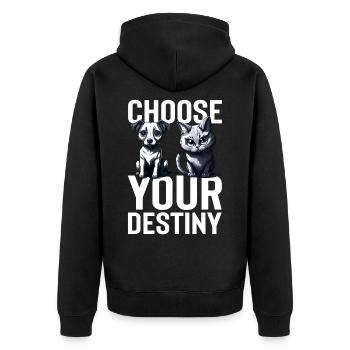 Choisissez votre destin - Chien vs Chat - Veste à capuche bio Premium Unisexe - noir - Dos - Nico (187cm)