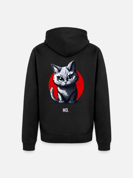Dein Nein Statement im Katzendesign - Unisex Premium Bio Zip Hoodie - Schwarz