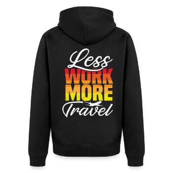 Urlaub Reisen Flugzeug Sonne Meer Strand - Unisex Premium Bio Zip Hoodie - Schwarz - Hinten - Nico (187cm)