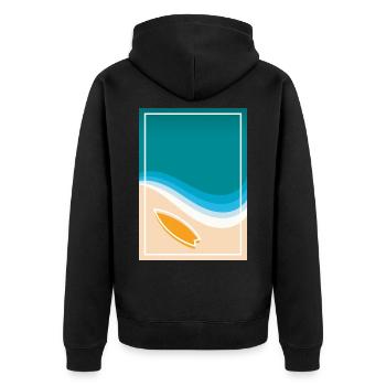 Strand Meer Surfing Urlaub Welle Surfen Surfboard - Unisex Premium Bio Zip Hoodie - Schwarz - Hinten - Nico (187cm)