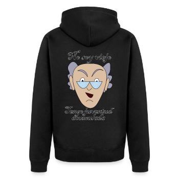 Ich bin nicht alt, ich habe Jugend angesammelt - Unisex Premium Bio Zip Hoodie - Schwarz - Hinten - Nico (187cm)