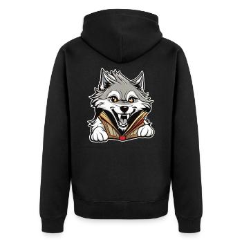Cute Wolf - Unisex Premium Organic Zip Hoodie - black - Back - Nico (187cm)