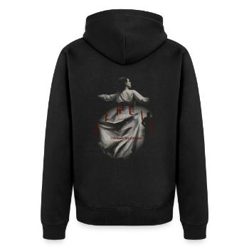Berliin steel feels like a dream - Unisex Premium Bio Zip Hoodie - Schwarz - Hinten - Nico (187cm)