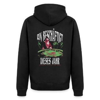 Lustiger Spruch Poker Weihnachtsmann Nikolaus - Unisex Premium Bio Zip Hoodie - Schwarz - Hinten - Nico (187cm)