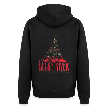 lucky river poker spruch weihnachten marry xmas - Unisex Premium Bio Zip Hoodie - Schwarz - Hinten - Nico (187cm)