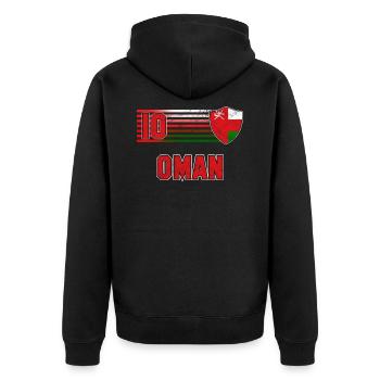 Oman - Unisex Premium Organic Zip Hoodie - black - Back - Nico (187cm)