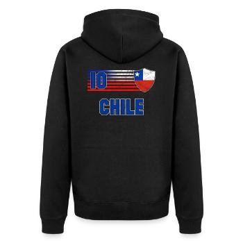 Chile - Unisex Premium Organic Zip Hoodie - black - Back - Nico (187cm)