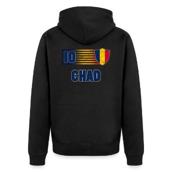 Chad - Unisex Premium Organic Zip Hoodie - black - Back - Nico (187cm)